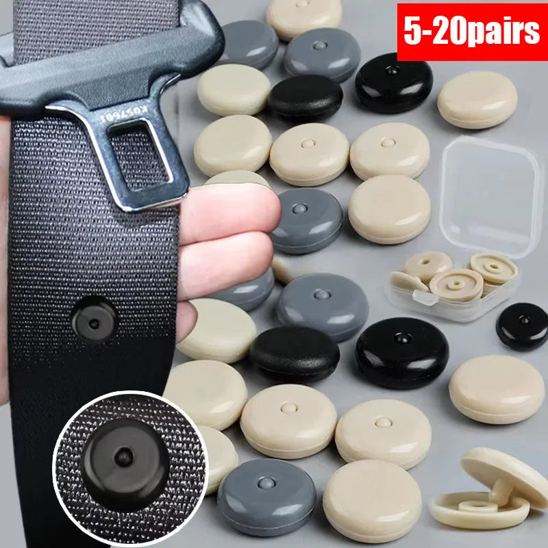 5-20pairs Car Safety Seat Belt Limit Buckle Clip Retainer Seatbelt StopButton Black Gray Beige Button Auto Interior Accessories Oasis Select