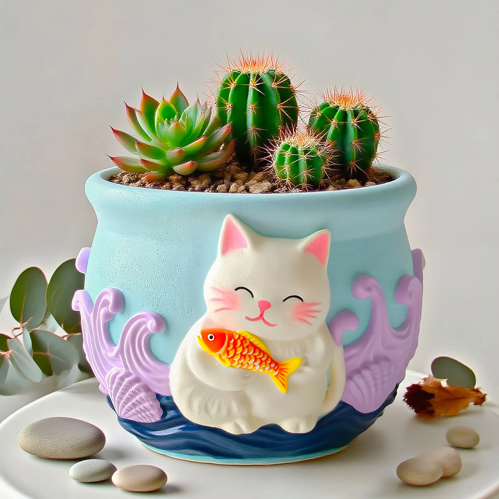 Animal Gypsum Flowerpot Silicone Mold DIY Cat And Dog Relief Ceramic Drip Pot Mold Oasis Select