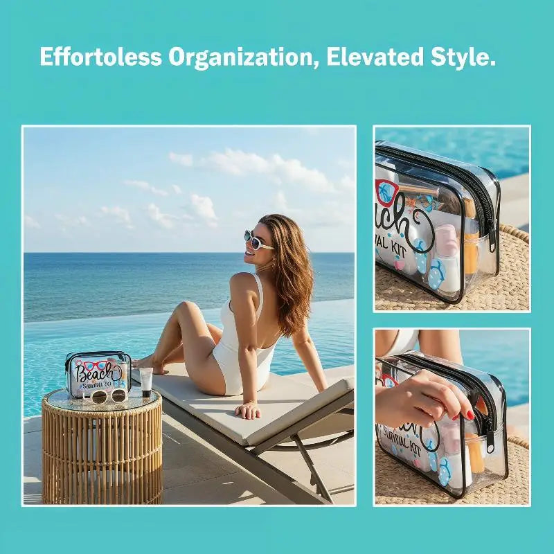 1Pcs Summer PVC Travel Toiletry Bag Transparent Makeup Bag Survival Kit Beach Cruise Swimming Nurse Teacher Dance Cheer Gift Oasis Select