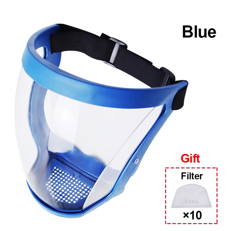 Work Protection Mask Transparent Facial Shield Transparent Facial Protector Face Protective Screen Kitchen Accessories Gadgets Oasis Select Blue
