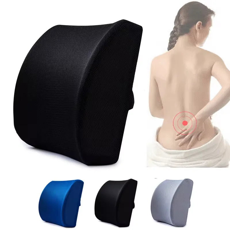 Car Lumbar Support Cushion Memory Foam Waist Pillow 2 Colors Auto Seat Back Cushion for Car Home Office Pain Relief Oasis Select