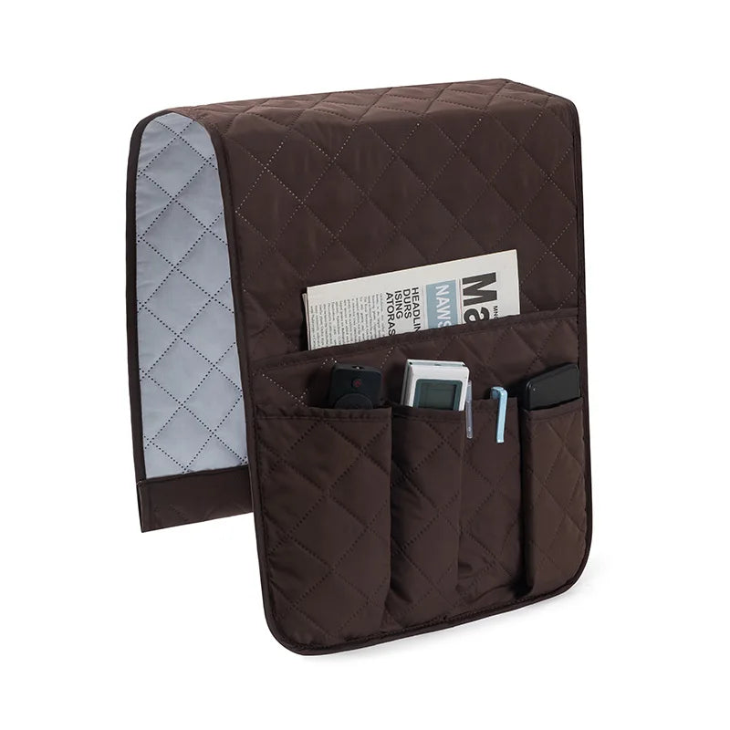 Sofa Armrest Organizer with 5 Pockets and Cup Holder Tray Couch Armchair Hanging Storage Bag for TV Remote Control Cellphone Oasis Select Coffee