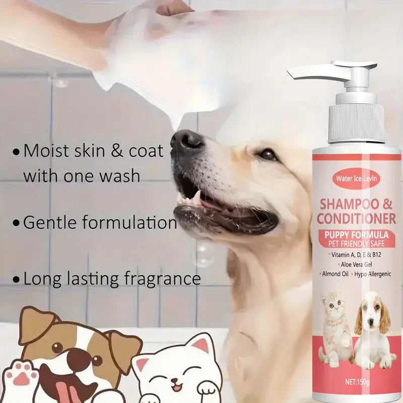 Gentle 2-in-1 Puppy Shampoo & Conditioner with Vitamins & Aloe - Hypoallergenic Formula for Soft, Shiny Coats & Moisturized Skin Oasis Select