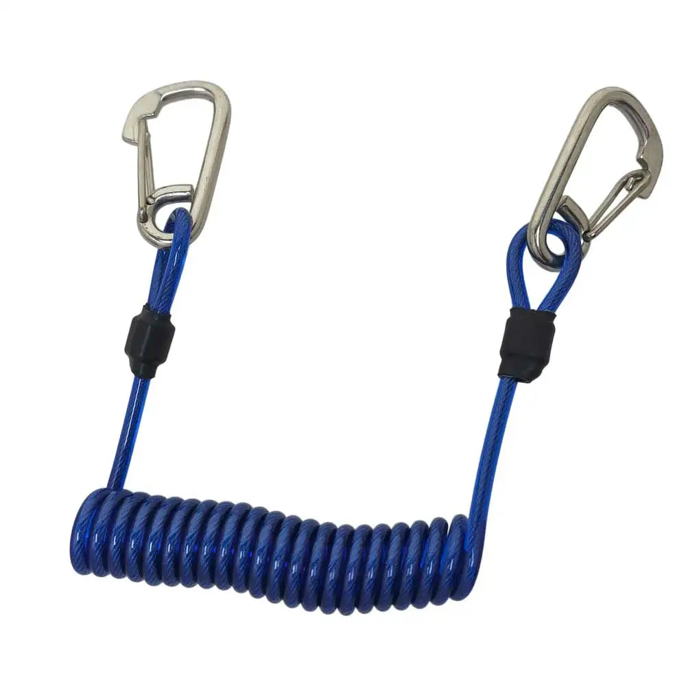 Diving Coil Tether Stainless Steel Spring Leash Anti-Loss Safety Lanyard with 316 SS Clips for Underwater Photography Snorkeling Oasis Select Blue