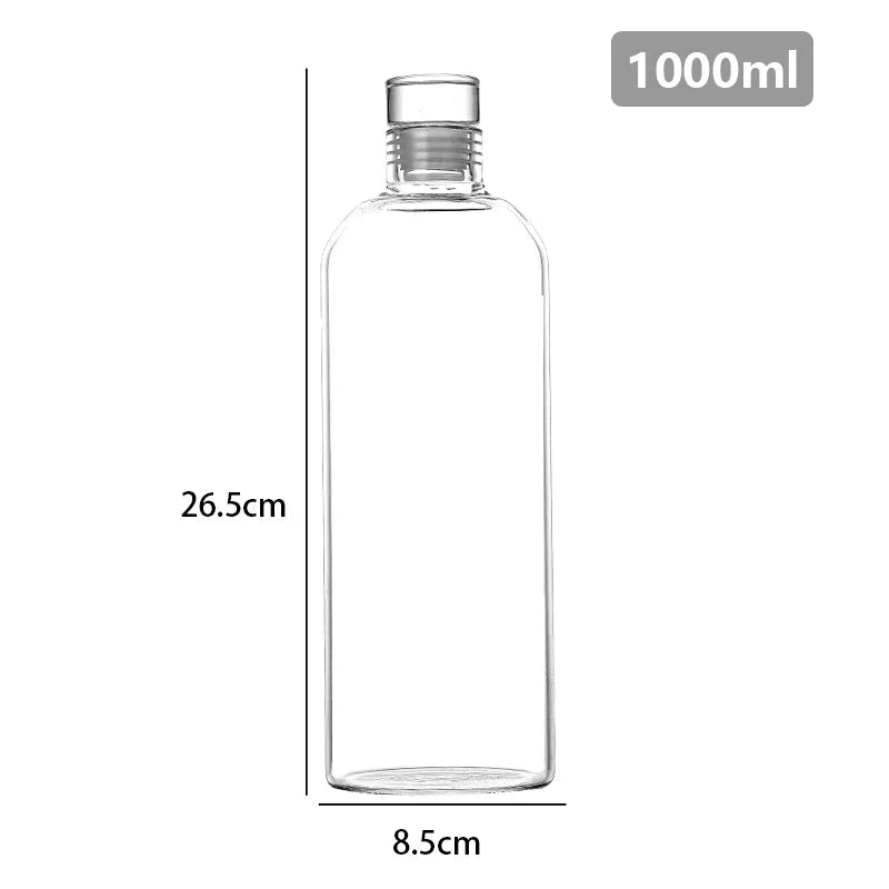 Borosilicate Glass Bottle with Sealed Lid with Time Scale - Leak-Proof, Fruit Tea Beverage Brewing Water Bottle Drink Container Oasis Select 1000ml