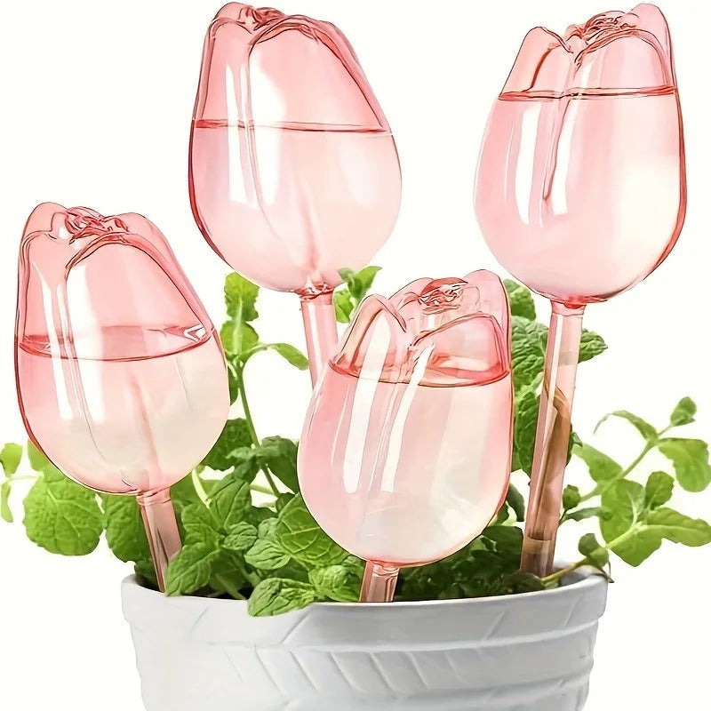 Pink tulip plant watering balls, suitable for indoor and outdoor plants, automatic plant drippers, and automatic watering Oasis Select 4pcs
