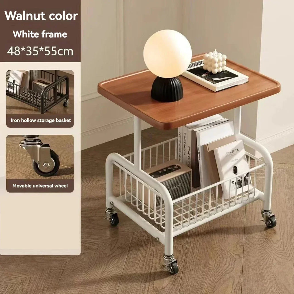 Mobile coffee table, double-layer storage, edge table, living room sofa, corner of office bed, tea table, mini storage rack Oasis Select 48-35-55-B