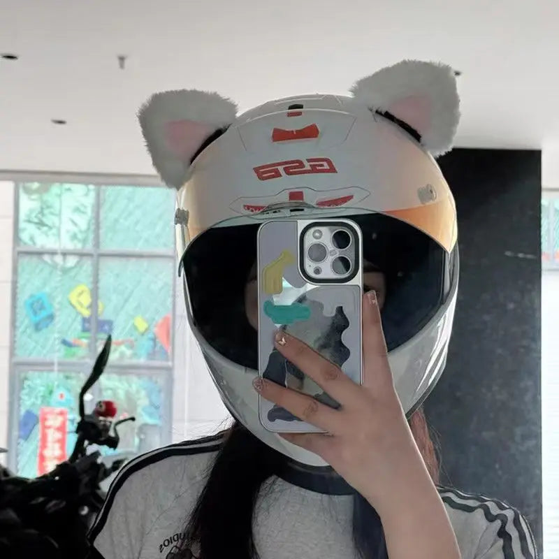 Motorcycle helmet decoration accessories Cat's ears (Steamed cat-ear shaped bread) quick release Velcro Oasis Select A