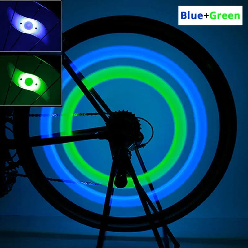 LED Bike Wheel Light 3 Mode Bike Wheel Spoke Light Waterproof Bike Safety Warning Tire Light Easy To Install Bicycle Accessories Oasis Select Blue-Green