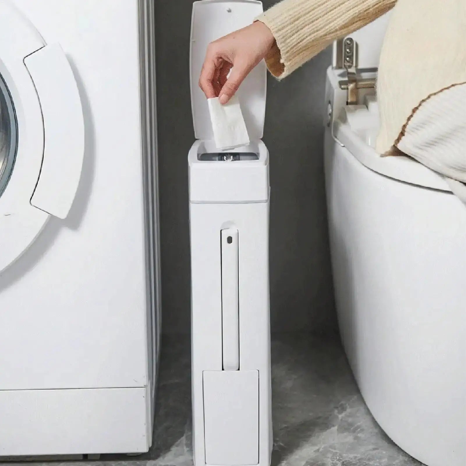 Bathroom Trash Can Bathroom Trash Can Toilet Brush Combo Save Space Small Trash Can Lid Bathroom Accessories Narrow Garbage Can Oasis Select