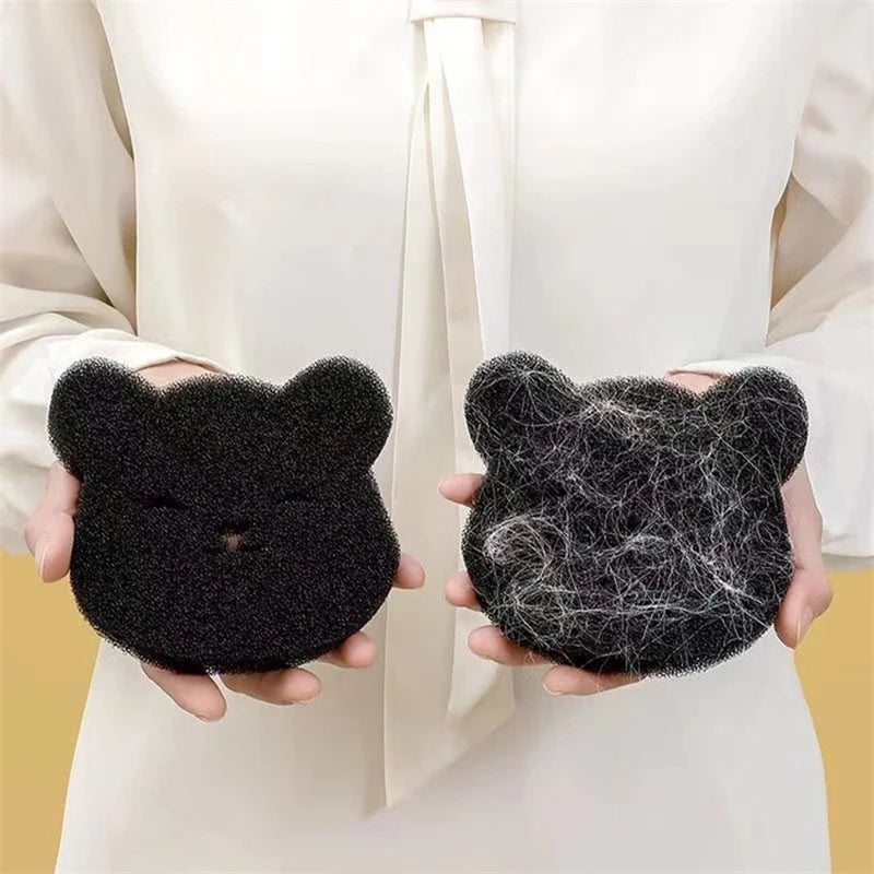 2 /4 Sets Of Household Pet Hair Remover, Machine Washed Bear Sticky Sponge, Reusable, Suitable For Washing Machine, Dryer, Black Oasis Select