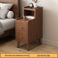 Multi-functional Household Goods Bedside Table Bedroom Bedside With Multi-function Bedside Small Low Side Cabinet Oasis Select Walnut
