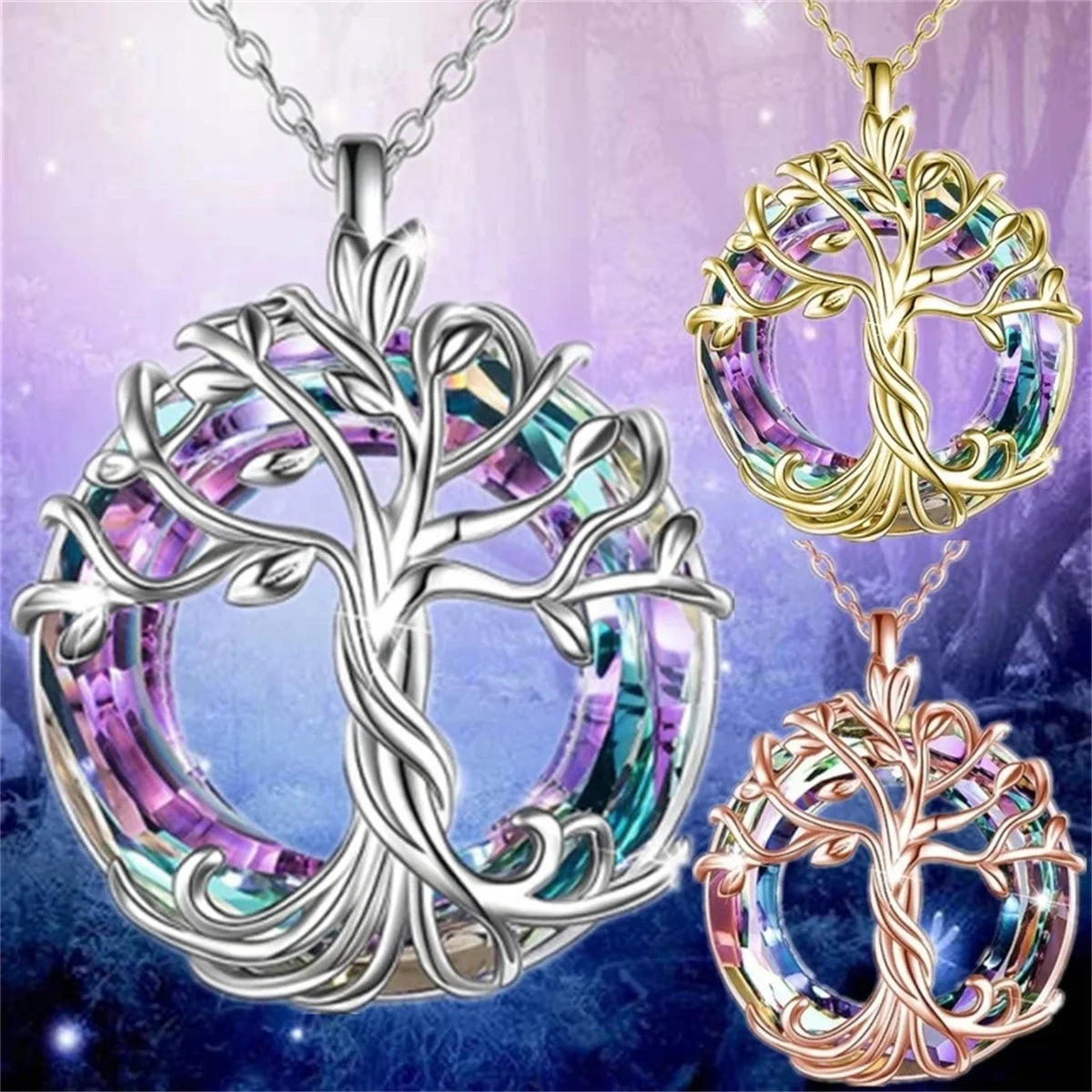 Exquisite Celtic Family Tree Necklace with Circle Crystal - Tree of Life Jewelry Gift for Women Girls Mom Birthday Oasis Select