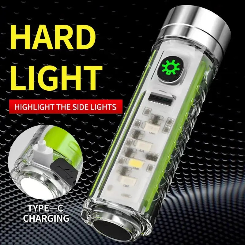 Mini USB-C Rechargeable LED Keychain Flashlight with UV & Magnet