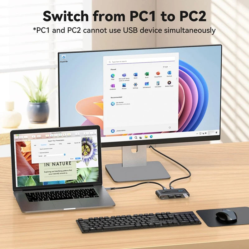 WISH 10Gbps USB 3.2 Switch USB C Switch,4 Port USB Switcher For PC Laptop Share Keyboard Mouse Supports USB C Input Oasis Select