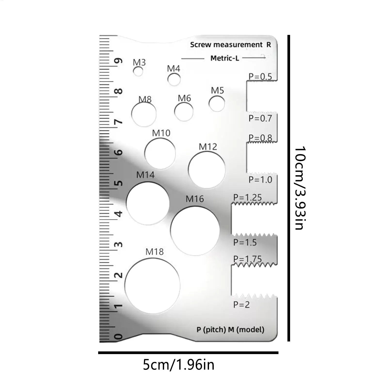 Thread Checker Bolt and Nut Gauge Stainless Steel Screw Sizing Tool for Woodworking Carpenters Engineers Construction Site Oasis Select