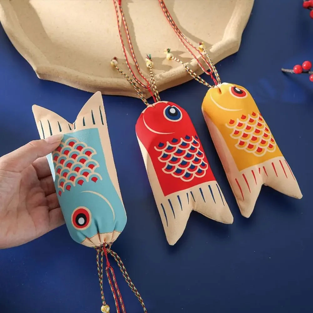Koi Carp Blessing Bag Japanese Style Sachet Ethnic Style Jewelry Bags Coin Purse Hanfu Decor Brocade Lucky Pouch Small Item Bag Oasis Select
