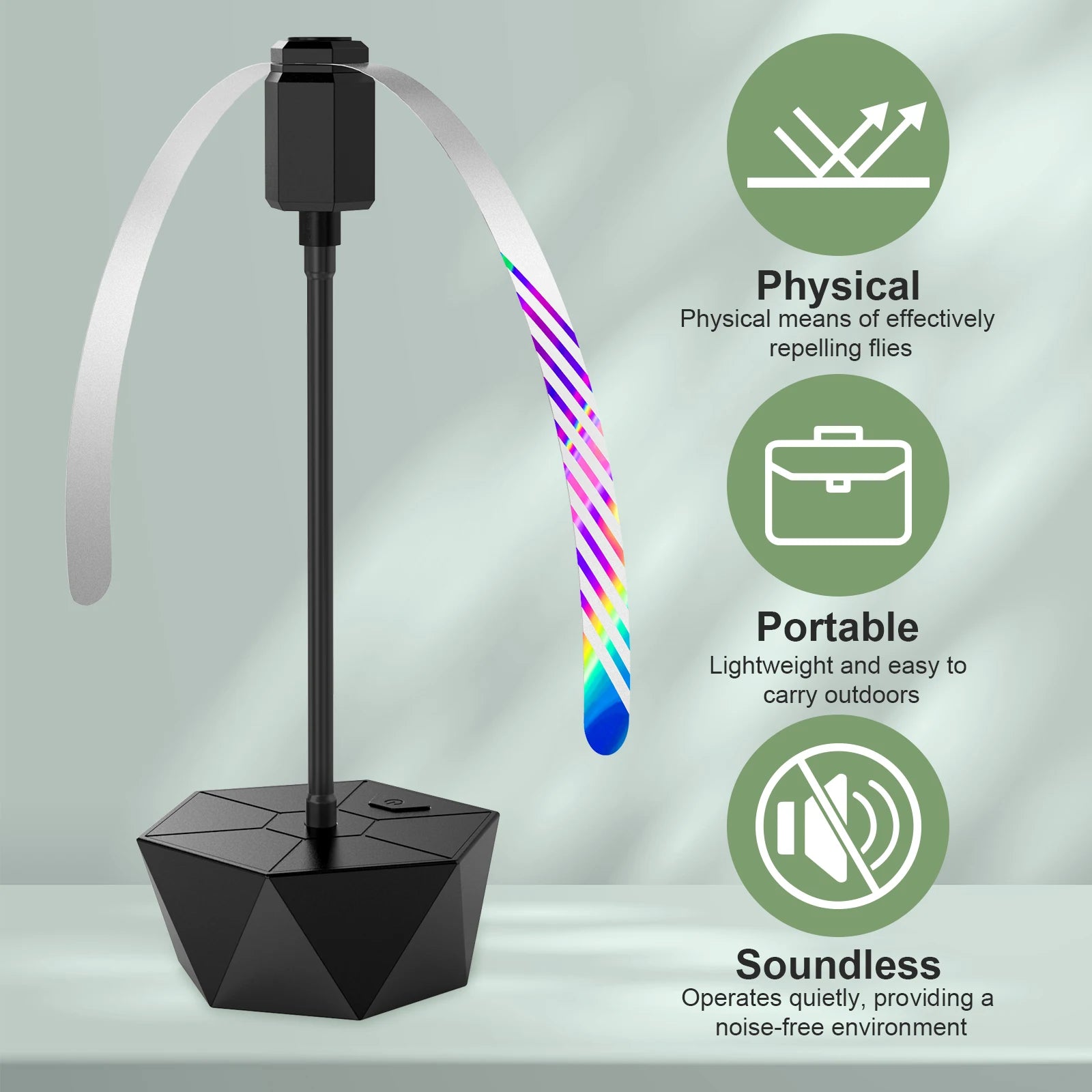 Fly Fans for Table, Soundless Fly Repellent Fan with Soft Blades and Hanging Hook, Handy for Outdoor Use Restaurant BBQ Picnic Oasis Select