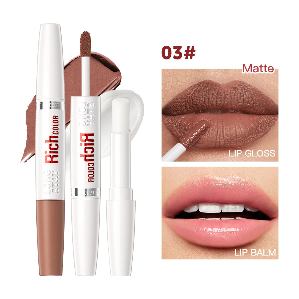 QiBest 8-Color Matte Liquid Lipstick & Hydrating Lip Balm Duo