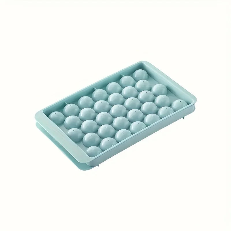 33-Cavity Round Silicone Ice Cube Tray for Making Clear Ice Balls & Spheres Beverages, Kitchen Use, Cocktail Ice Mold Stylish Oasis Select Blue