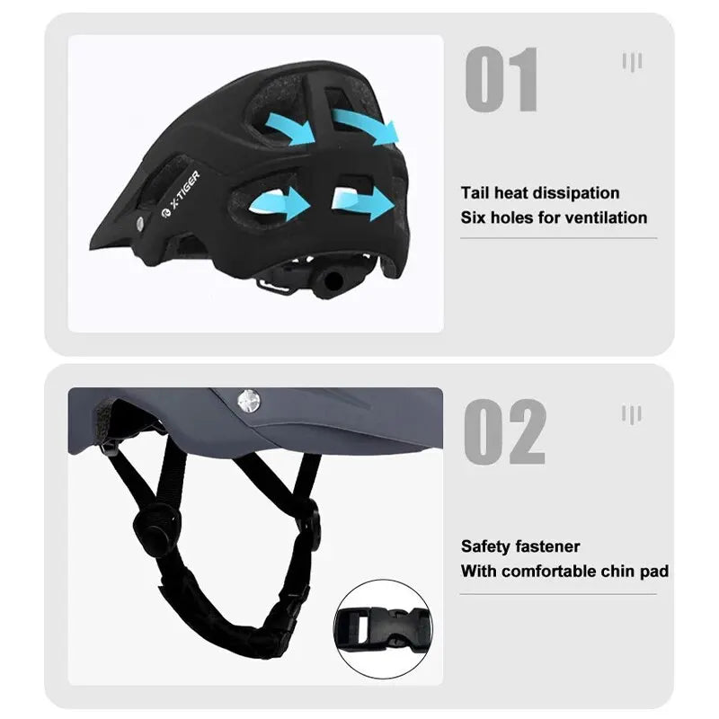 X-TIGER Bicycle Mountain Bike Helmet One-piece Road Bike Helmet Tour De France Anti-Stress Removable Ultra-Light Racing Helmet Oasis Select