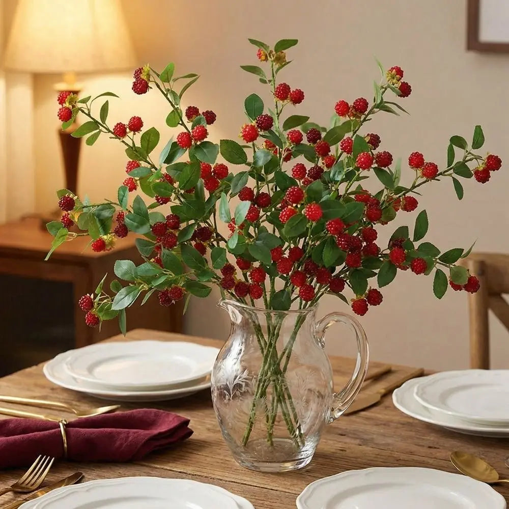 Realistic Artificial Raspberry Branch | Faux Fruit Décor 65cm Artificial Flower Branch Oasis Select