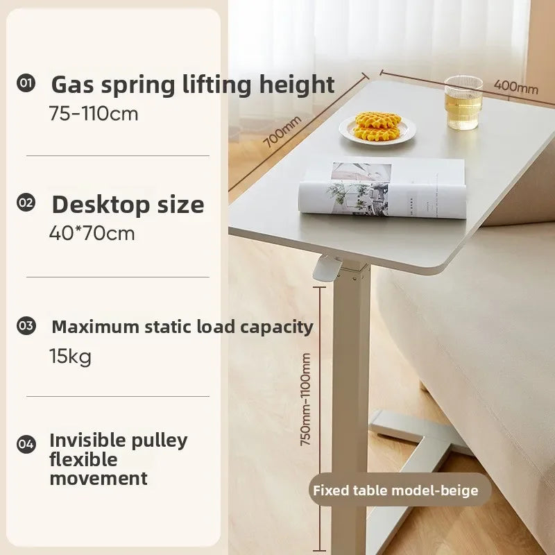 Multi-functional Household GoodsBedside Table Lifting Computer Desk Home Office Desk Removable Table Oasis Select White