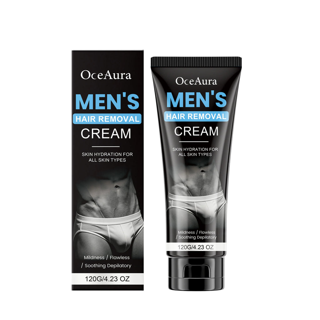 OceAura Men's Painless Hair Removal Cream – Body Depilatory Hair Removal Cream Oasis Select 120g Boxed