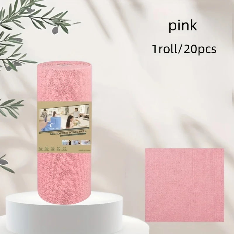 4M Reusable Kitchen Dish Cloth Roll Washable Cleaning Wipes Paper Towel Alternative Absorbent Rag for Living Room Bedroom Oasis Select 1 roll Pink