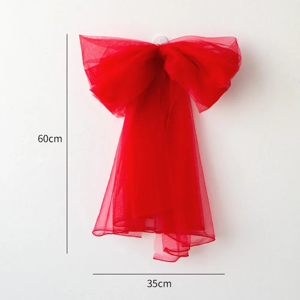Christmas Tree Top Decoration 60cm Bowknot Style Made from Mesh Yarn for Seasonal Holiday Use on Trees Garlands and Wreaths Oasis Select Light red China Mainland