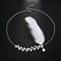 New Retro Feather Hairband with Rhinestone Feather Shape Leaf Headwear Hair Band for Men And Women Oasis Select Silver