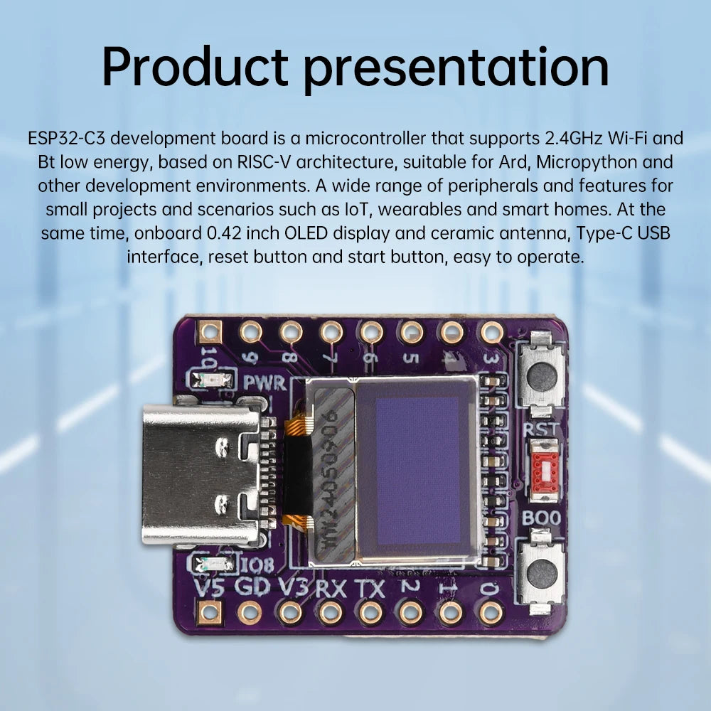 ESP32-C3 OLED Development Board with 0.42 inch OLED Module Ceramic Antenna WiFi Bluetooth ESP32 Supermini Development Board Oasis Select