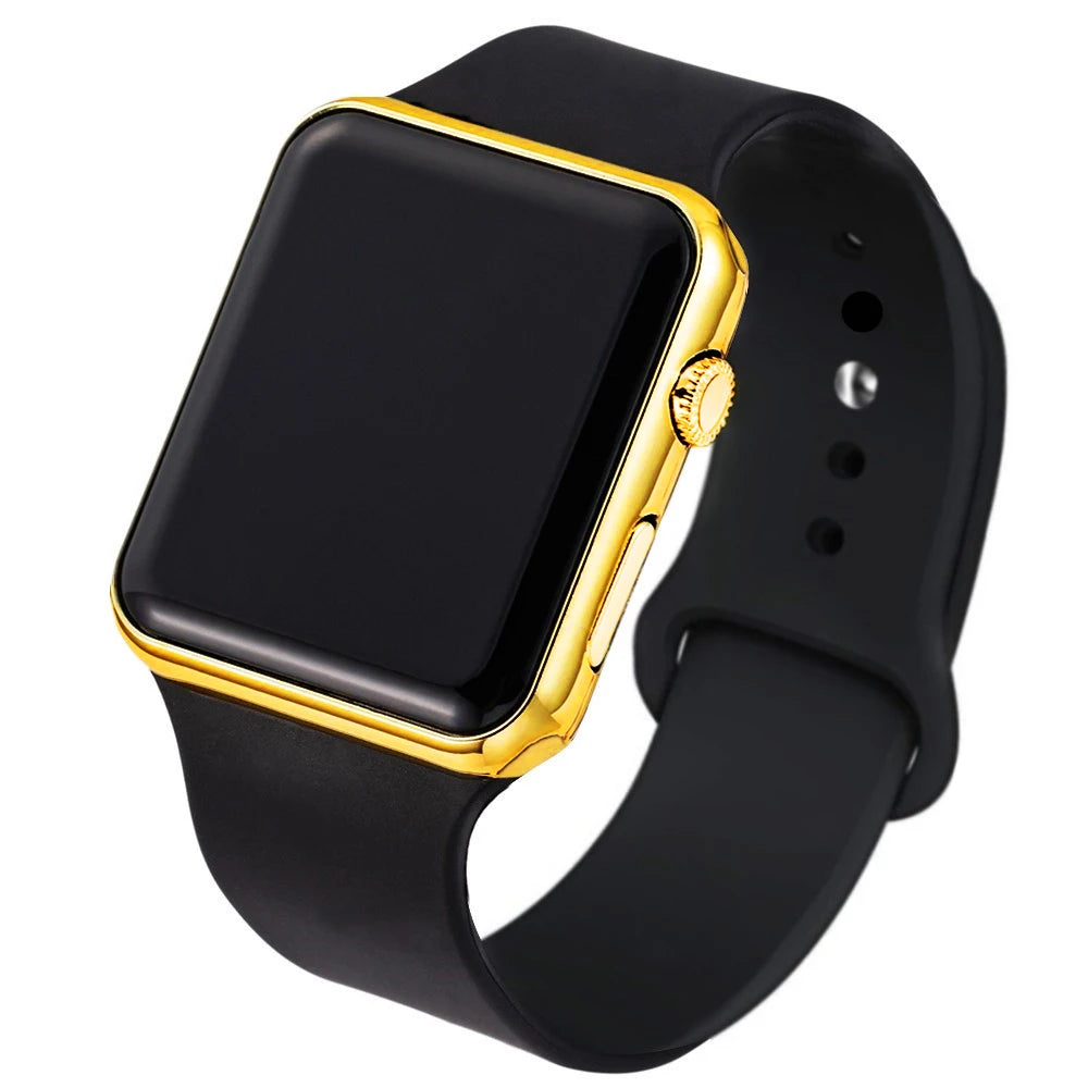 TINUORA Square LED Digital Watch – Unisex Casual Sports Wristwatch LED Digital Watch Oasis Select Black Gold
