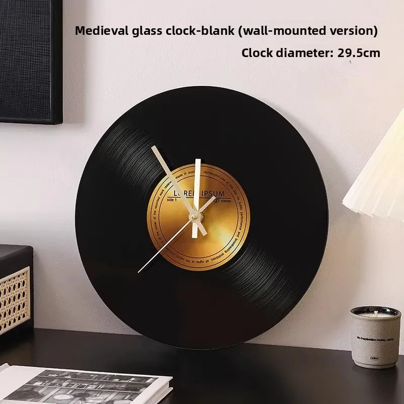Mid Ancient Style Retro Vinyl Record Desktop Clock Decoration Living Room TV Cabinet Italian Minimalist Decoration Desk Clock Oasis Select blank