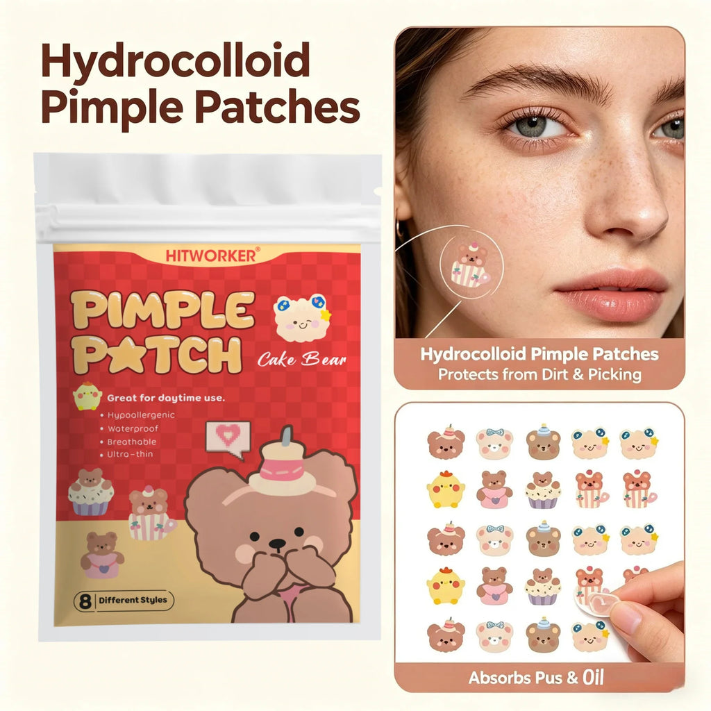 80/120/200 Hydrogel Tea Tree Essential Oil Anti acne Patch, effective for acne, cute bear design Oasis Select