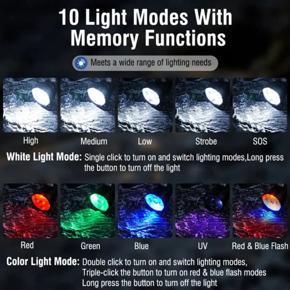 POCKETMAN 5-Color Tactical Flashlight | USB Rechargeable 3800LM