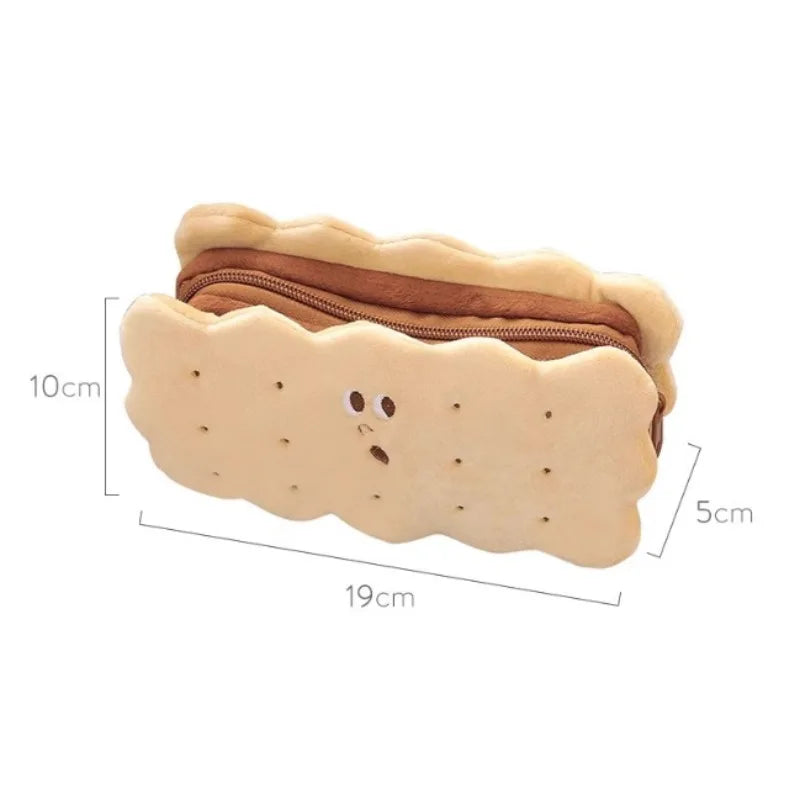 Sandwich Biscuits Plush Pencil Case Simple Large Capacity Pencil Bag Cute Stationery Box Student Stationery Storage Oasis Select pencil bag