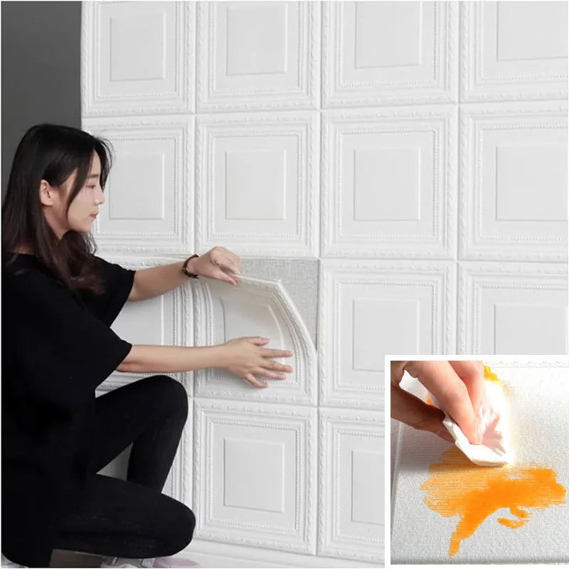 35cm*35cm Peel and Stick Wallpaper Self Adhesive 3D Wallpapers Home Decor Background Wall Stickers Moisture-proof Sheet Paper Oasis Select