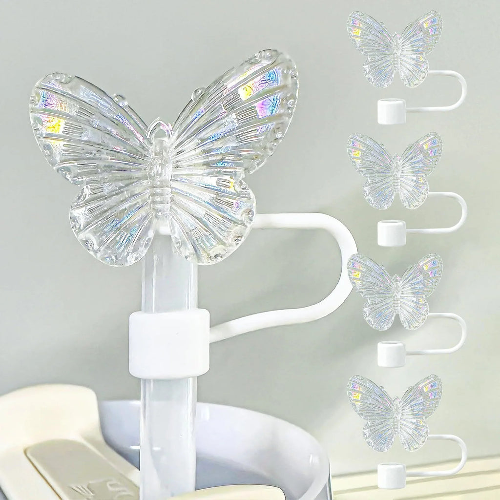 1PC Laser Butterfly Straw Plug Dust Cap For Stanley 30&40Oz Tumbler Reusable 10mm Sippy Cover Water Cup Decoration Accessories Oasis Select