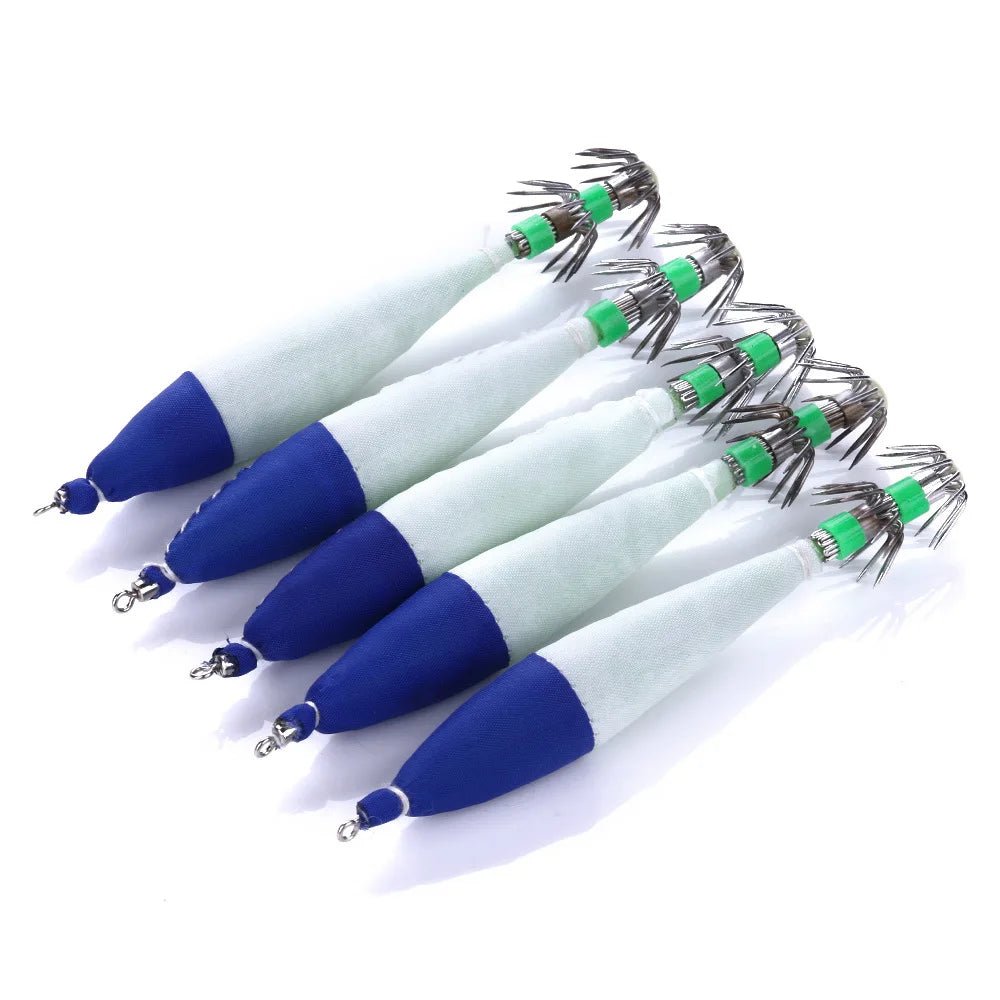 4#10.5cm/6.3g five-color luminous squid hook cloth roll squid needle explosion shrimp hook octopus hook sea fishing lure Oasis Select 5PCS 4 10.5cm
