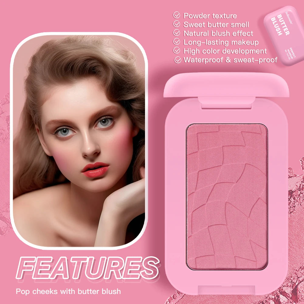 Makeup Powder Blush Waterproof And Sweat-proof High Pigment Long Lasting Pink Cream Blush Cosmetics Palette Powder Korean Makeup Oasis Select