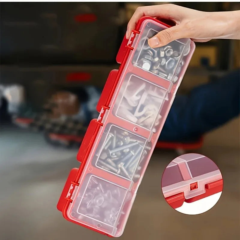 1/2Pcs Multi-Compartment Organizer Box For Screws & Small Parts - Durable Plastic Hardware And Jewelry Storage Case Oasis Select