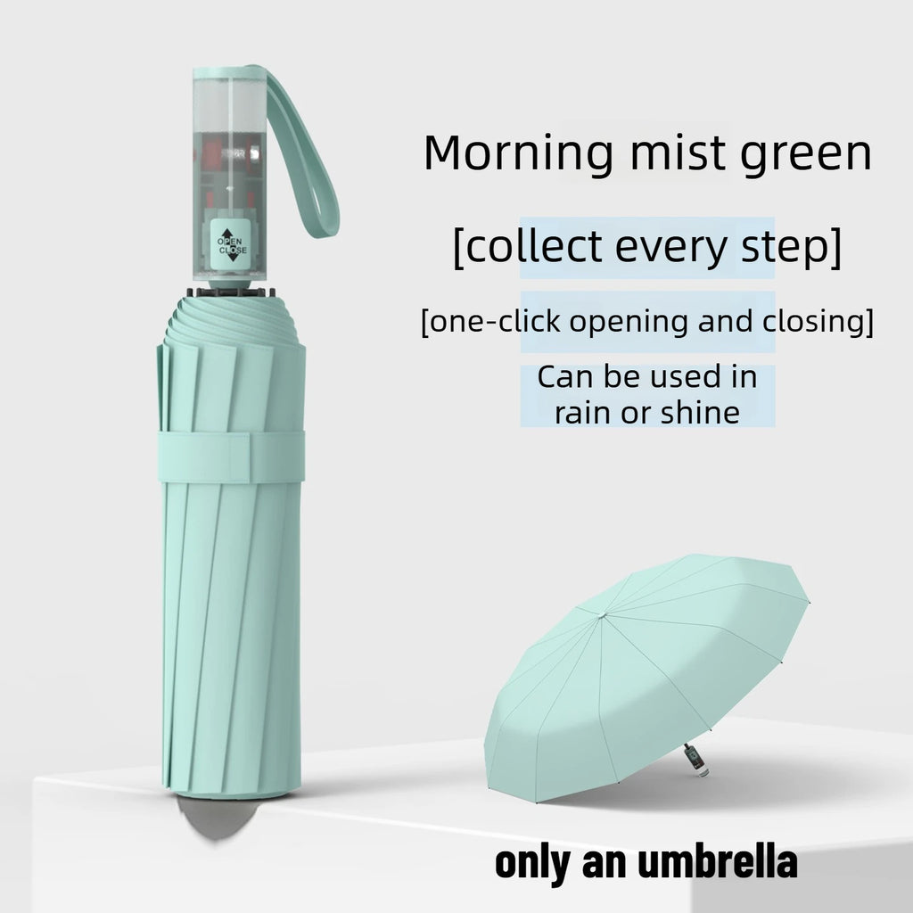 Wind Resistant Automatic Umbrella Foldable Sun Rain Accessory Thickened Durable Design Portable UV Blocking Parasol Oasis Select Green 72 fiberglass 12K iron