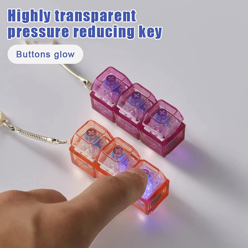 3Keys LED Finger Keyboard Keycap Stress Relief Fidget Keychain Mechanical Keyboard Tester Decompression Toy For Adults Children Oasis Select