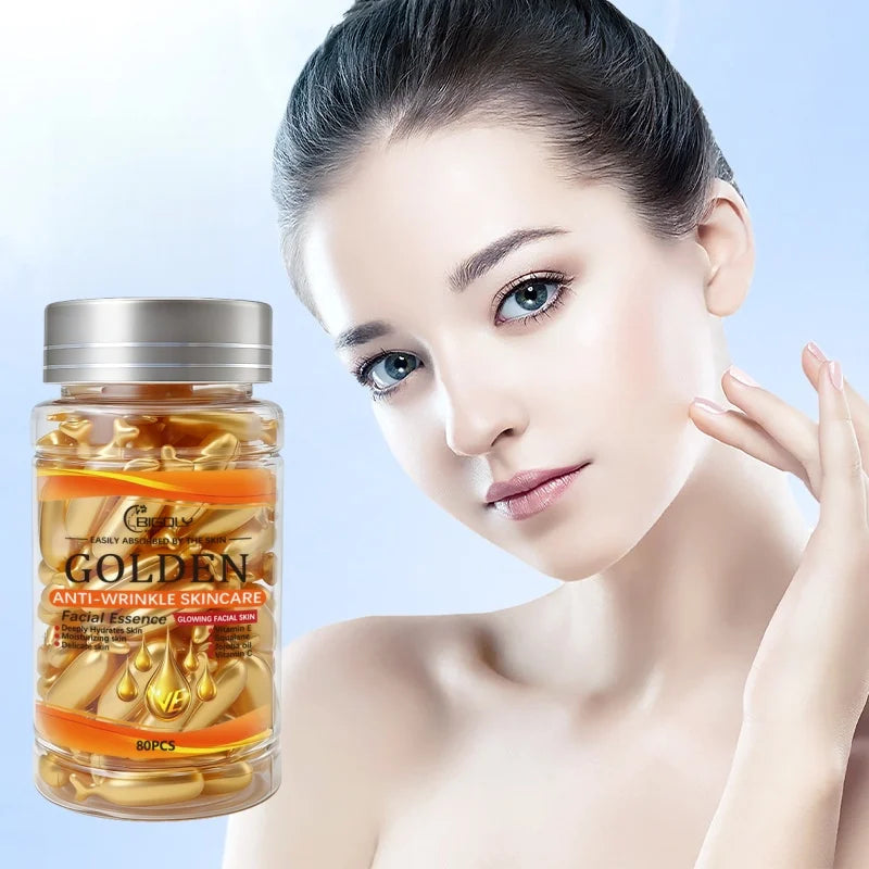 80 Facial Serum Capsules – Vitamin C, E & Squalane Anti-Wrinkle Face Serum Capsules Oasis Select