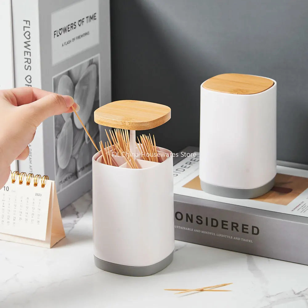 Household creative press-type toothpick box large-capacity grid toothpick tube simple personality toothpick storage tube Oasis Select