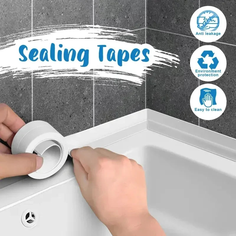 1 Roll of Waterproof White PVC Self-Adhesive Tape - Perfect for Bathroom, Sink & Kitchen - Super Strong Stickiness! Oasis Select