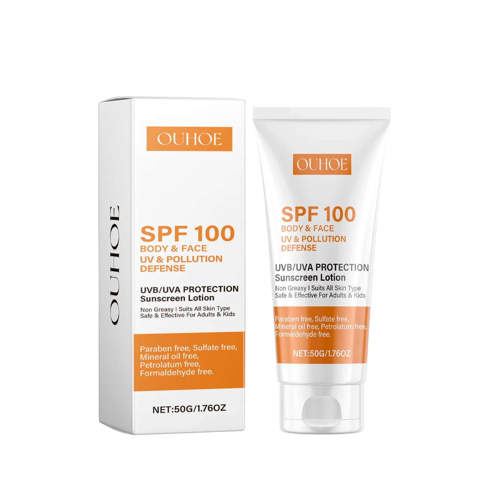 SPF 100+ Face & Body Sunscreen – Non-Greasy UVA/UVB Cream Facial Sunscreen Oasis Select 50g boxed
