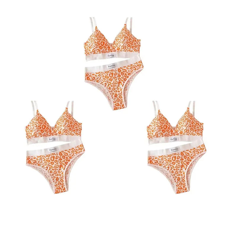 1- Summer Women's Leopard Print Traceless Steel Rim Bra Adjustable