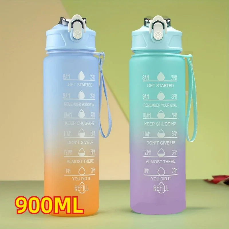1-3PCS Sports Water Bottle for Running Drinking Bottle 2L Motivational with Time Marker Stickers Portable Reusable Plastic Cups Oasis Select 2pcs-blue-green Select style